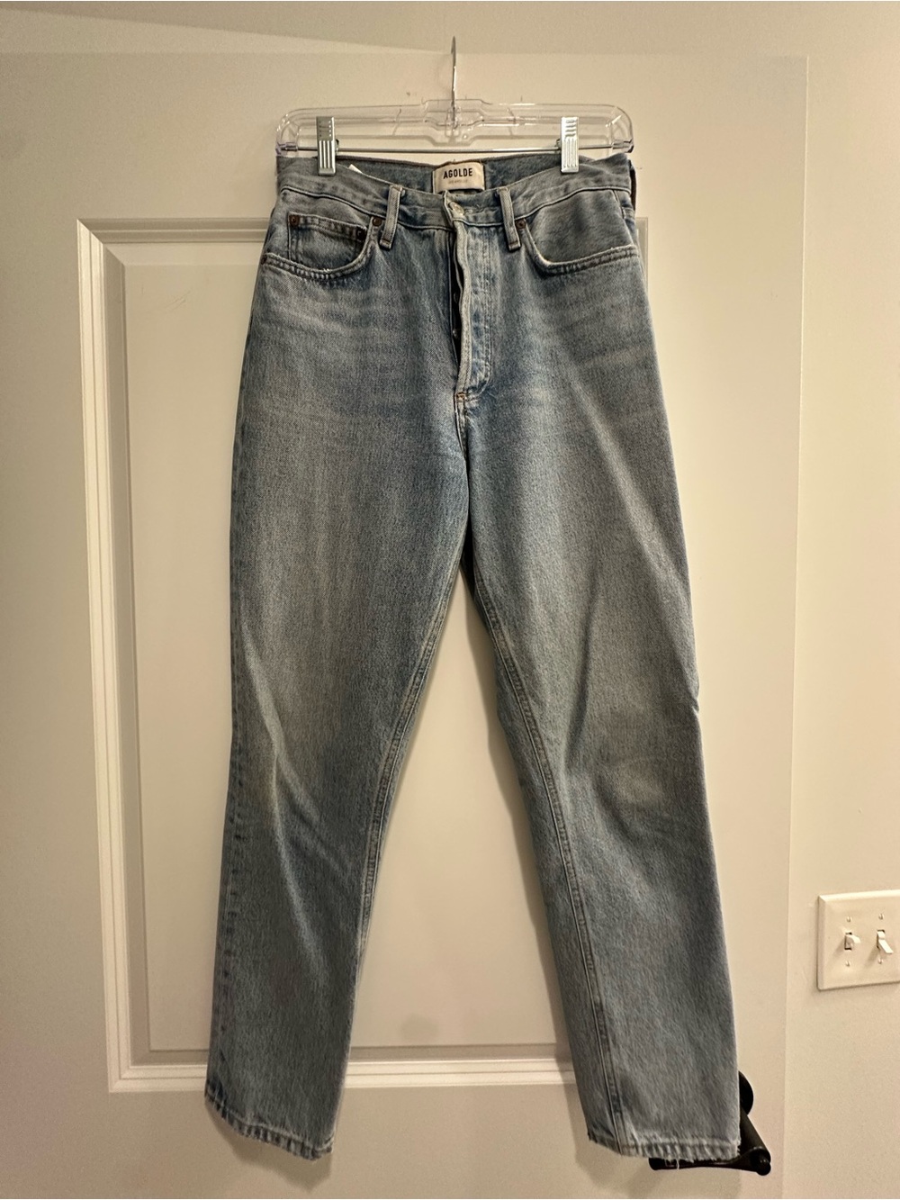 Agolde Light Blue High-Rise Straight Jeans